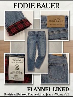 Flannel Lined Boyfriend Jeans